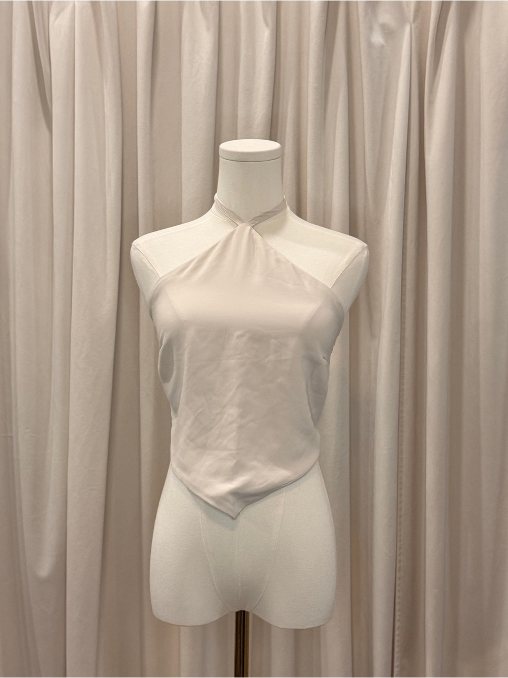 Abercrombie & Fitch Beige Crepe Scarf Halter Top S